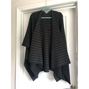 EILEEN FISHER CHARCOAL / CHARCOAL AND LIGHT STRIPE WOOL WRAP